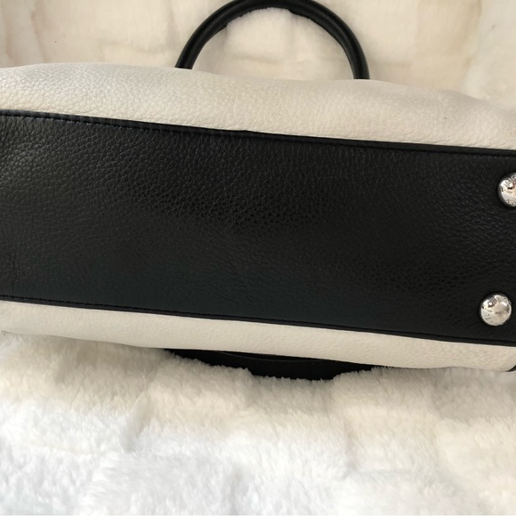 Michael Kors Black White Pebbled Leather Medium Knox Tassel Satchel. - Picture 11 of 15